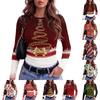 Women's Slim Fit Christmas Print Long Sleeve T-Shirt Round Neck Casual Holiday Top