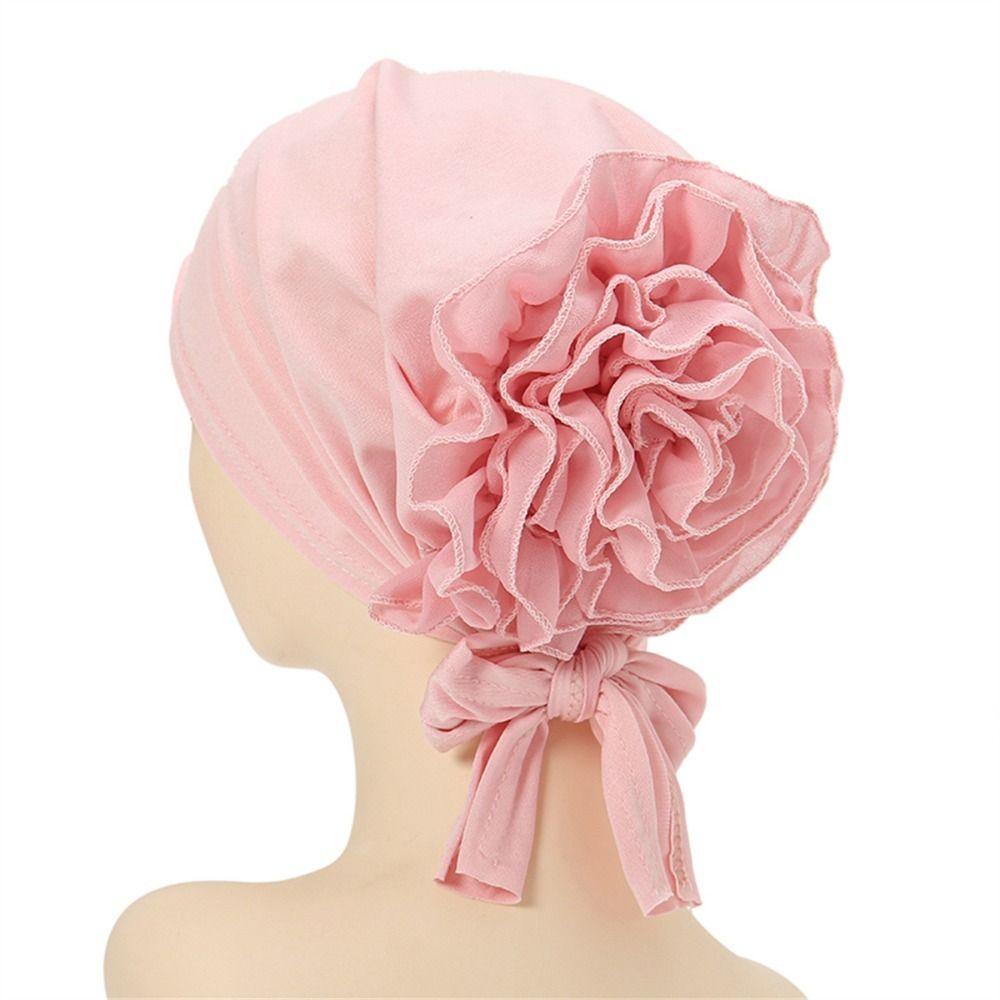 Polyester Large Flowered Cap Hijabs Pullover Cap Fashion Inner Hijab Caps Women