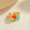 18K Gold Geometric Irregular Enamel Ring - Versatile Stainless Steel Open Design