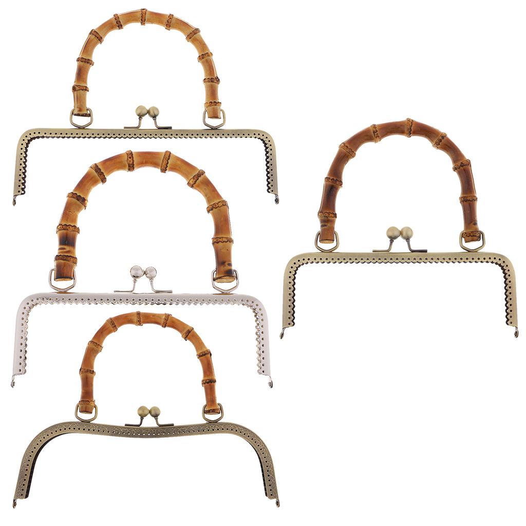 Sewing Craft Metal Purse Frame Iron Bamboo Handle Kiss Clasp Lock for Handmade Bag and DIY Purse Supplies