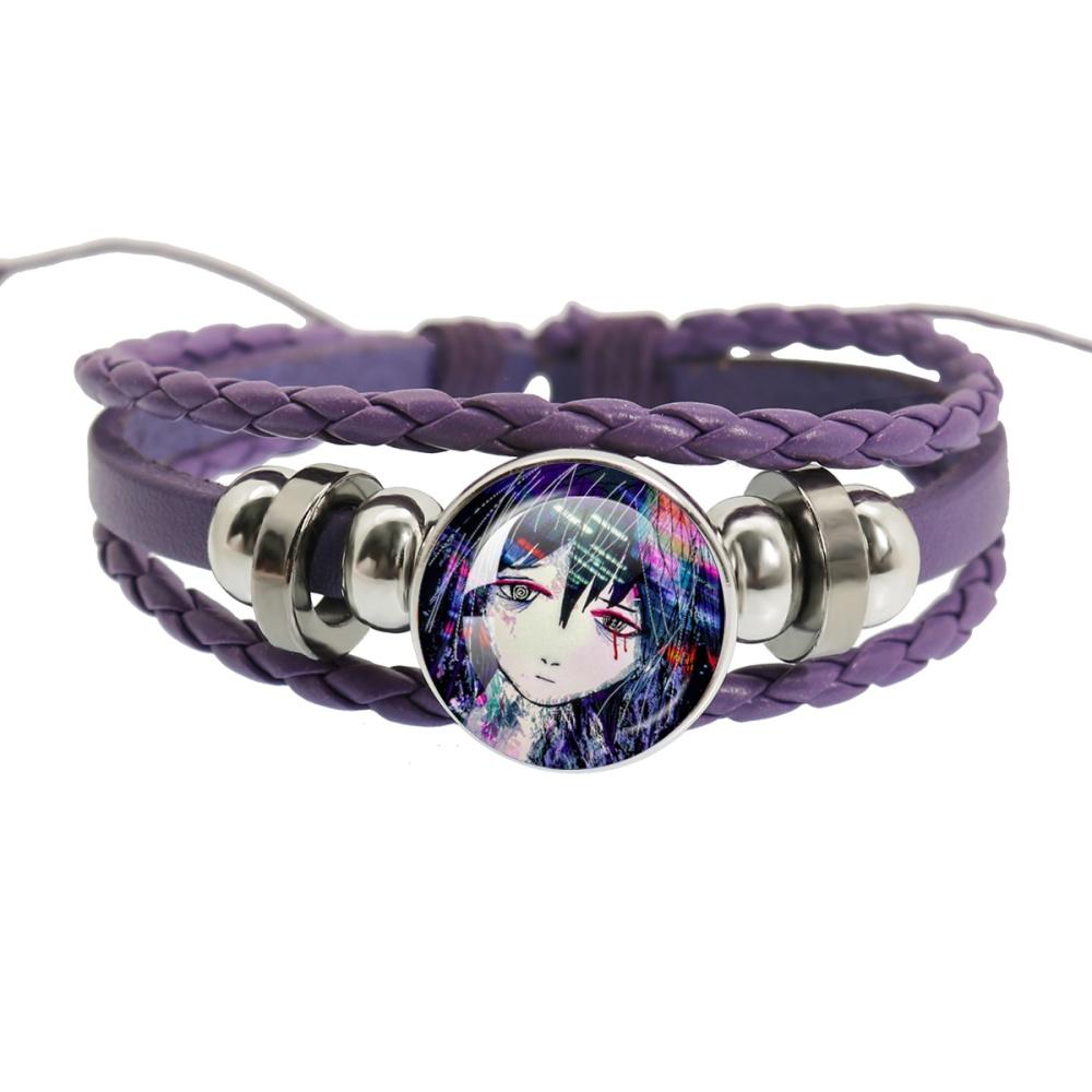 Sewerslvt Schizofrenia Dnb Cover Album Cartoon Creative Button Rope Button Purple Leather Bracelet Jewelry Charm Fans Gift