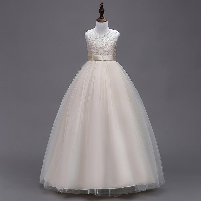 Children's Formal Lace Princess Dress with Long Puffy Skirt for Weddings
