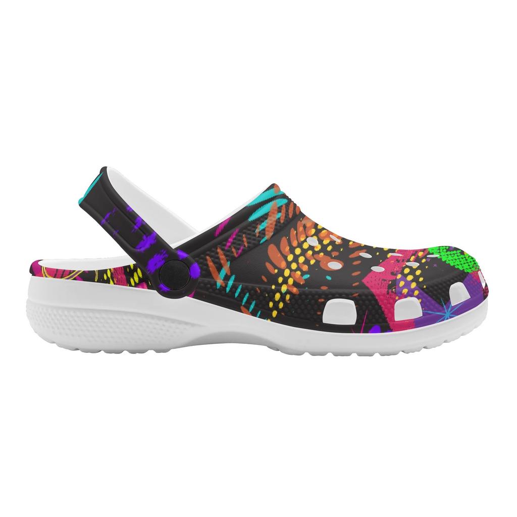 Women Men EVA Clogs Color Printed Breathable Slip On Garden Shoes Lightweight Beach Pool Bathroom Home Sandals Lightweight Wear