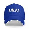SWAT Logo Baseballkappe Schwarz und Weiß Verstellbare Mütze für Unisex und Damen Taktischer Stil Streetwear Accessoire