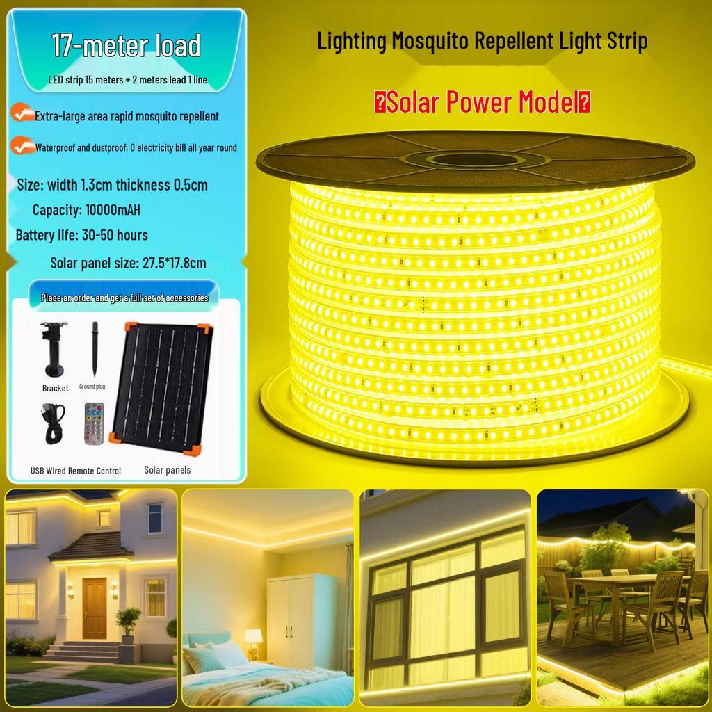 Solar LED Mosquito Repellent Waterproof Outdoor String Lights for Garden Camping Lawn