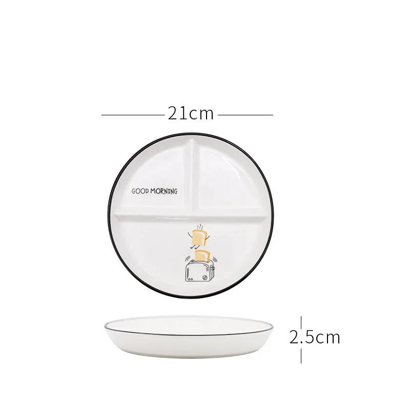 Dinner Plates Ceramic Plate Student Plate Dividing Plates Fat Reducing Plate Three Compartment Plate Household Microwave Oven