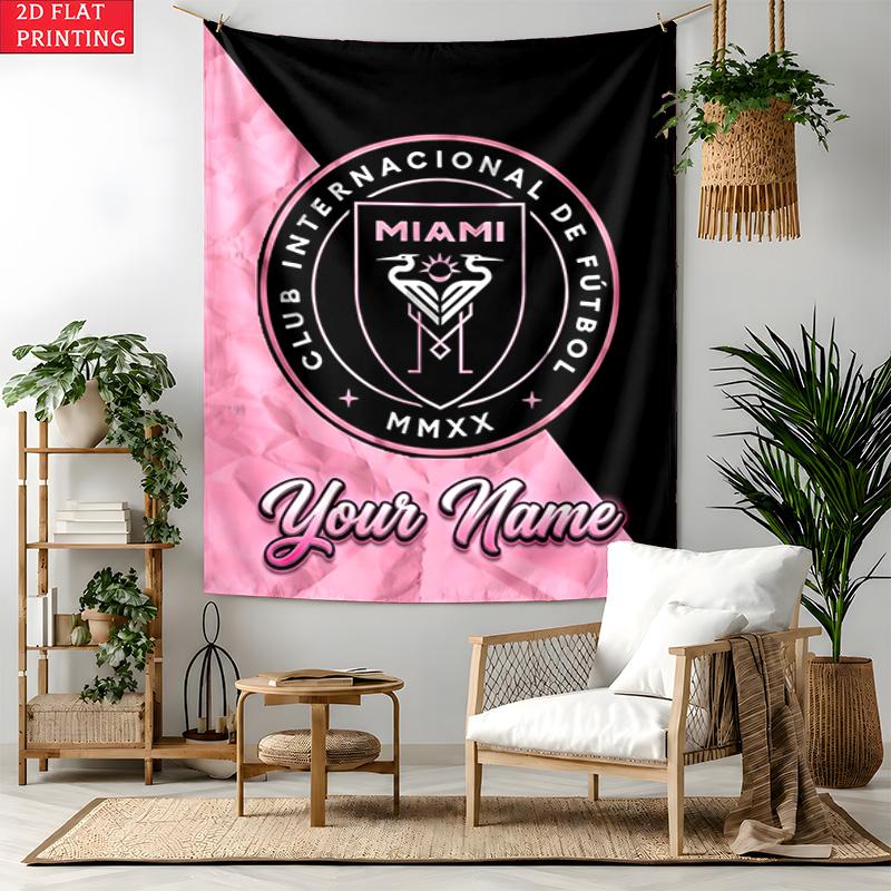Inter de Miami Custom Name Tapestry Personalized Wall Art Hanging Bohemian Home Decor for Bedroom Dorm Living Room