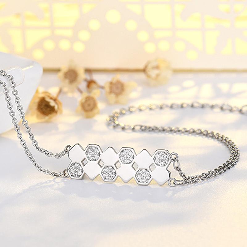 

Модные женские хрустальные сотовые двухслойные браслеты one size