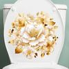 Bathroom Toilet Stickers Modern Minimalist Golden Flowers Pattern Self-adhesive Paintings For Bathroom Living Decorations