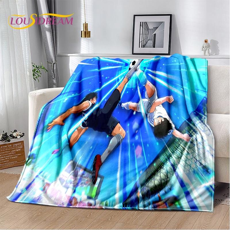 Captain Tsubasa Anime Soccer Cartoon Blanket,Soft Throw Blanket for Home Bedroom Bed Sofa Picnic Travel Office Cover Blanket Kid