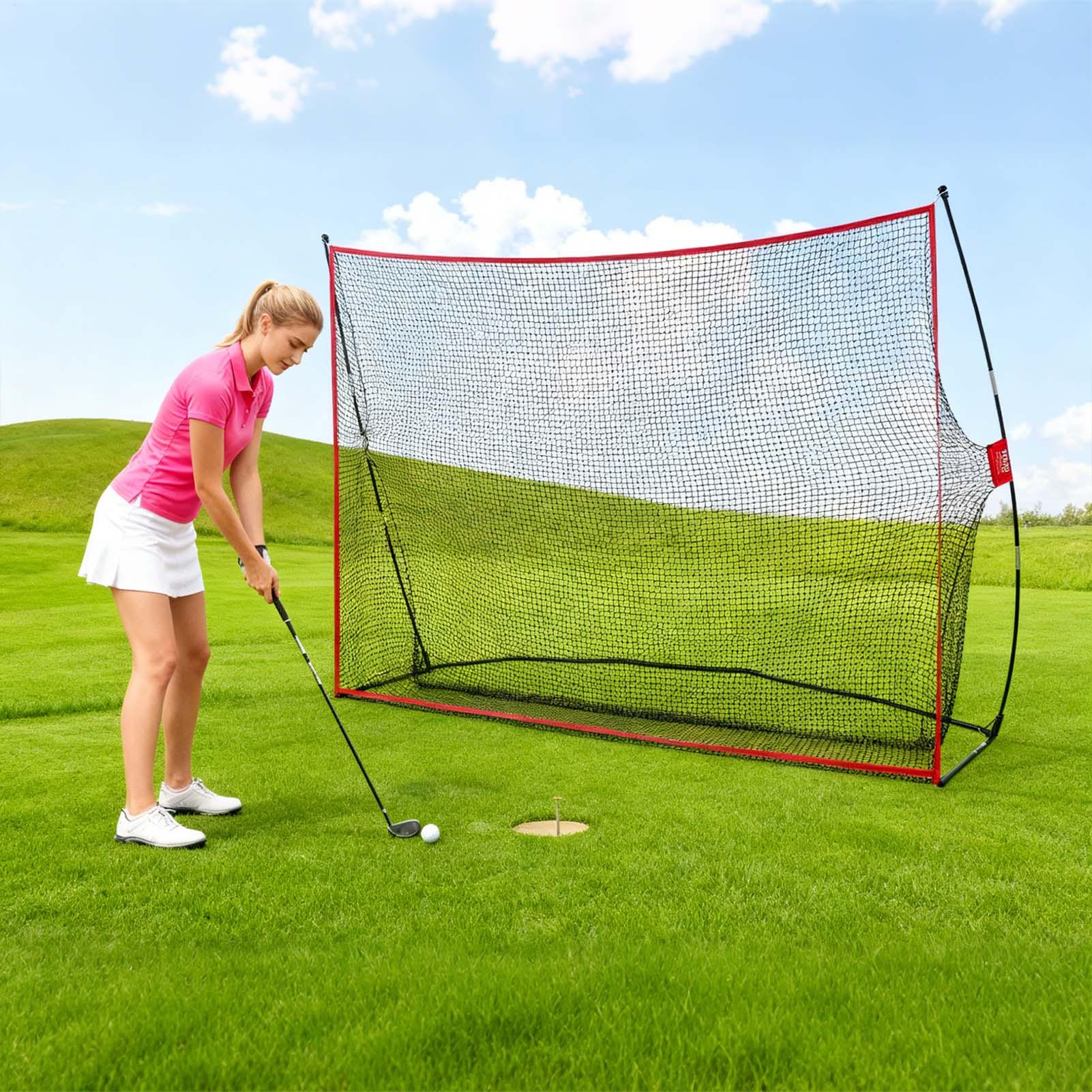 Rete Robusta per Allenamento Golf 10x7 Piedi Strumento di Allenamento Swing Golf Accessori per Pratica Colpi Golf Baseball Calcio Golf nero