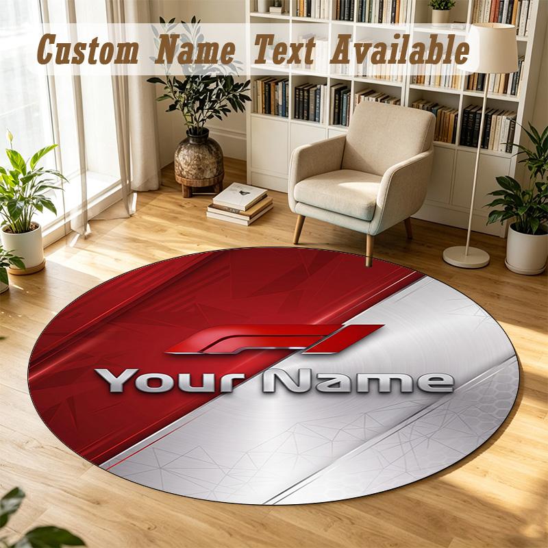 Round Rug Custom NameF1 Pattern Non Slip Carpet Home Floor Decor