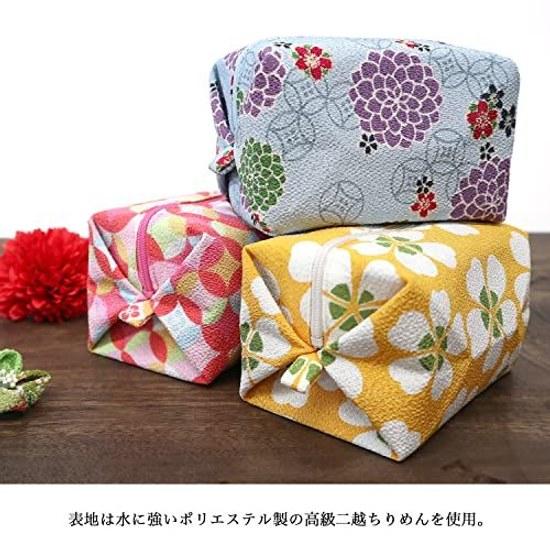 Komon Kobo Balloon Pouch Sakura (Navy) Cosmetic Nishiki Chirimen Kyoto Wa KOMONO Edo 0110