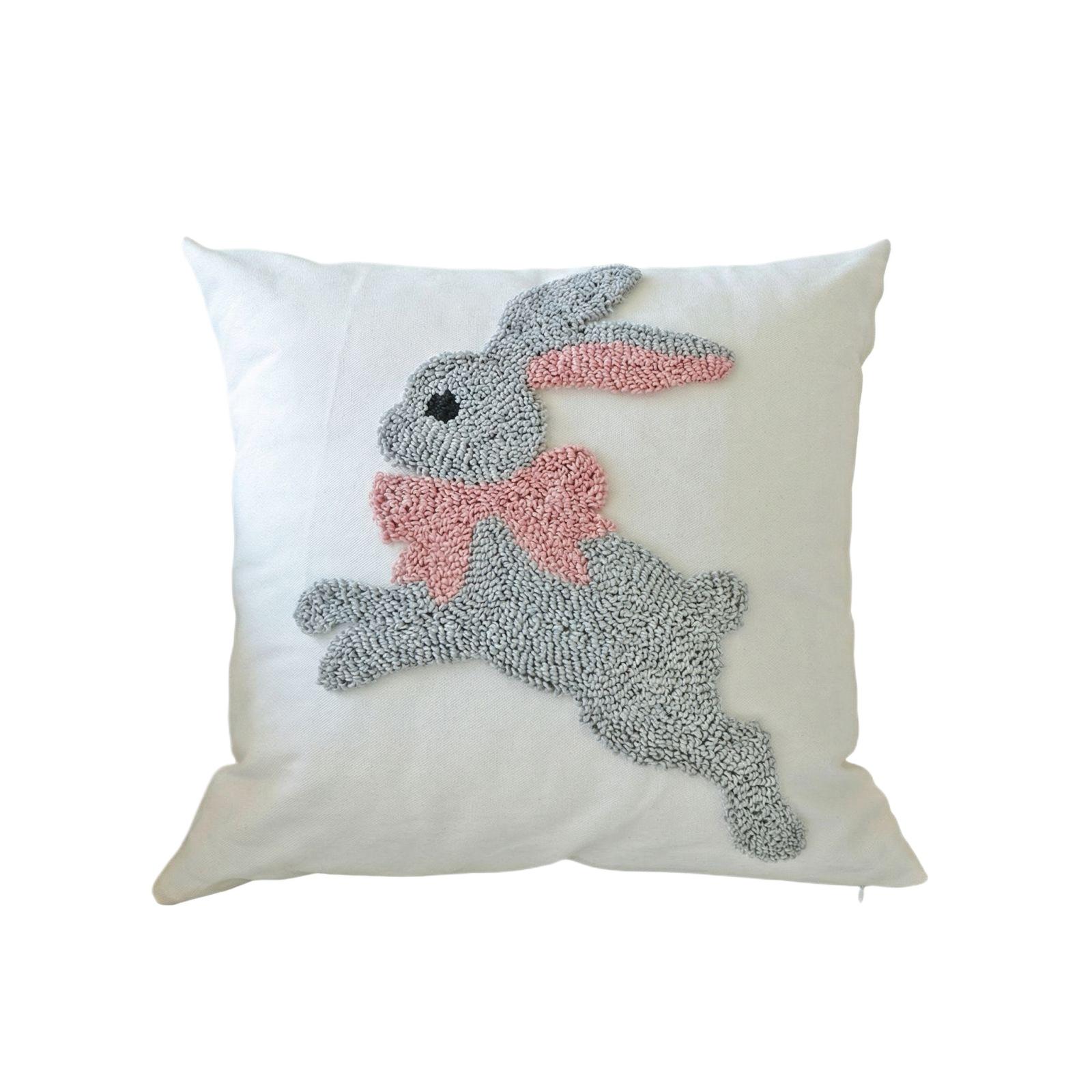 

Easter-themed Pillowcase, Bunny Loop Embroidery, Perfect For Party Decorations (pillow Insert Not Included) One Size