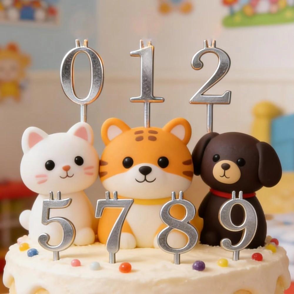Stainless Steel Number Birthday Candle Holder Reusable Cake Candlestick  Anniversaries Event