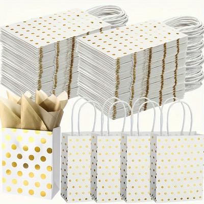 12Pcs Hot Stamping Polka Dot Tote Bag,Kraft Paper Mini Gift Packaging Bag,Suitable for Party Gift Packaging,Holiday Gift Giving