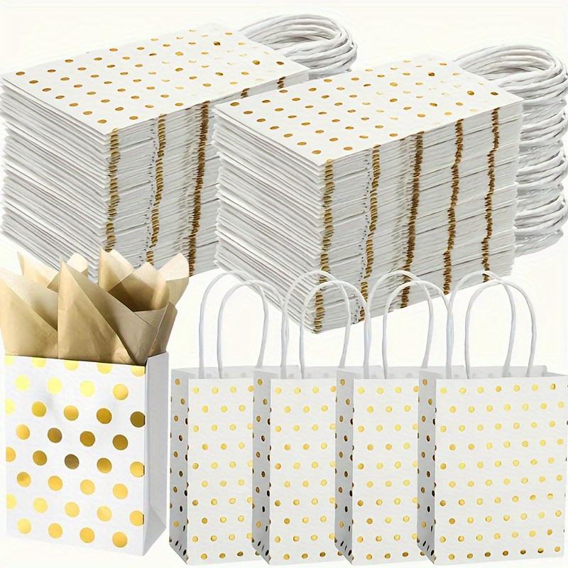 12Pcs Hot Stamping Polka Dot Tote Bag,Kraft Paper Mini Gift Packaging Bag,Suitable for Party Gift Packaging,Holiday Gift Giving