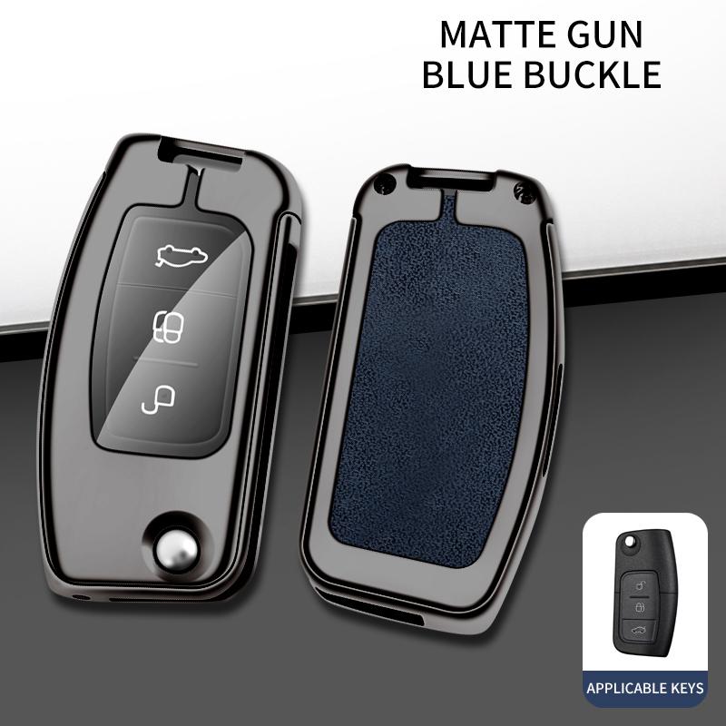 Interior Mouldings Car Metal Key Case Cover Shell For Ford Focus 2 3 Ecosport C-Max S-Max Ka Mondeo Kuga Galaxy Fiesta Keychain