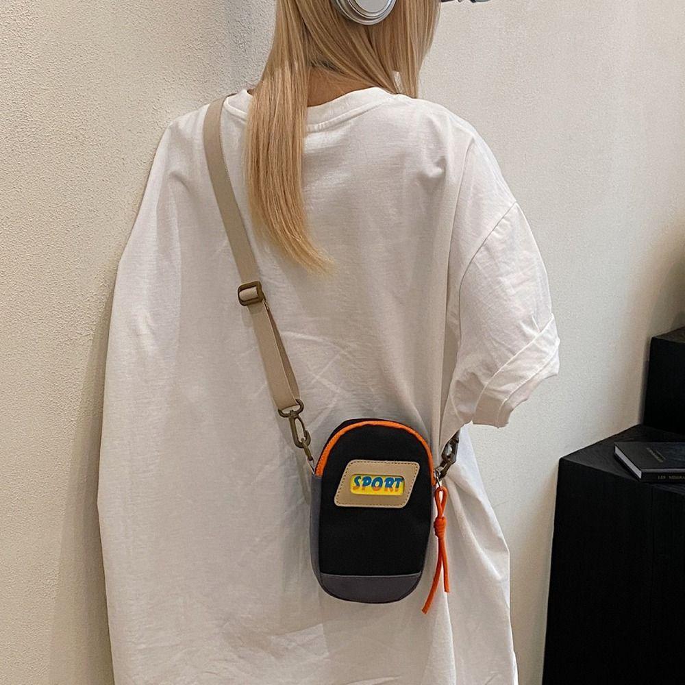 Casual Small Square Bag Large Capacity Mobile Phone Pouch Canvas Crossbody Bag  Travel