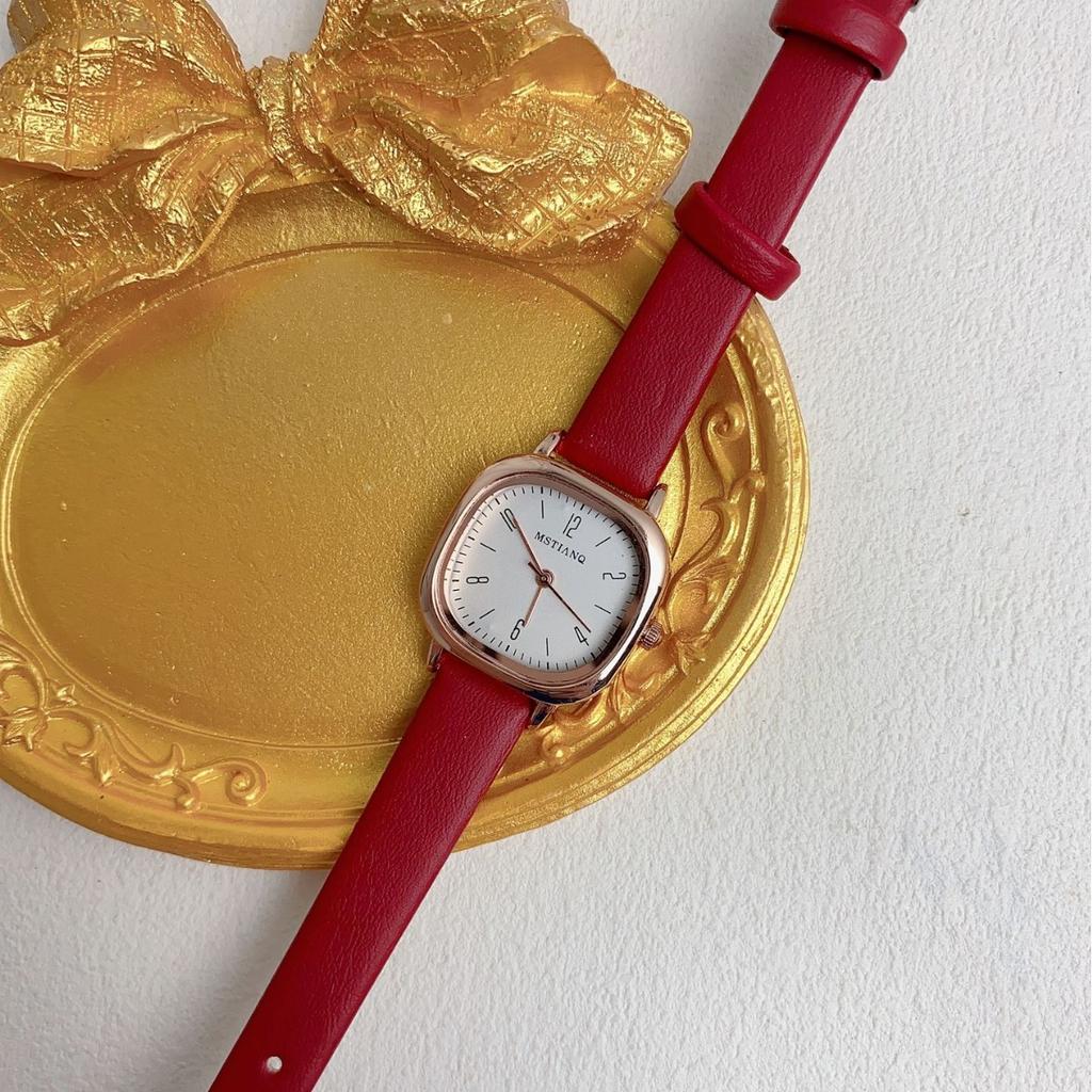 Student Belt Square Watch Women'S Summer Year Simple Temperament Girl Small Fresh Quartz Watch