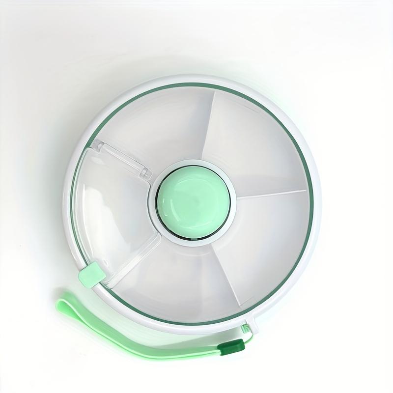 5-Fächer drehbare Obstschale, tragbare drehbare Snackbox für den Außenbereich mit Deckel, 5-teiliger drehbarer Snack-Organizer, abnehmbare und waschbare Aufbewahrungsbox