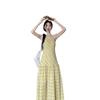Neck skirt dress women's summer 2026 fashion new temperament suspender skirt yellow plaid waist halter skirt