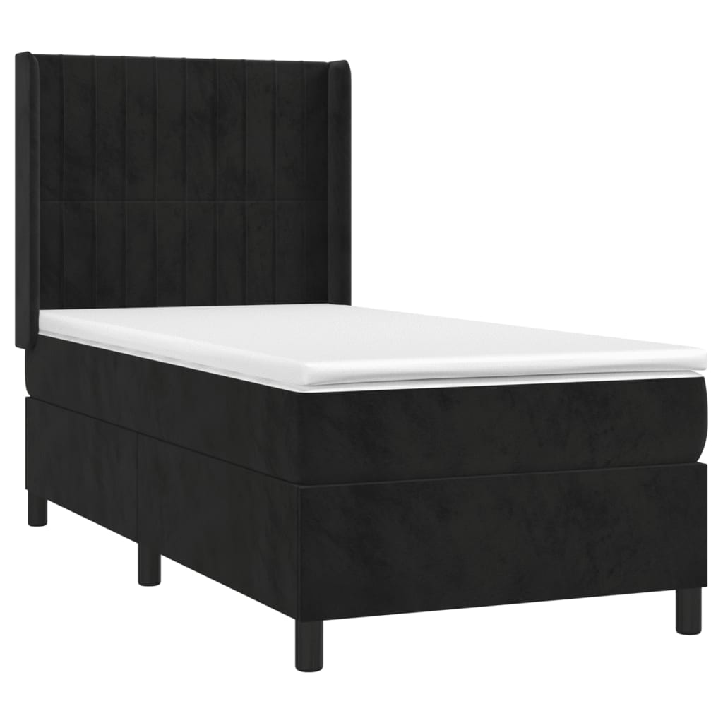 Box Spring Bed with Mattress Black 90x190 cm Velvet