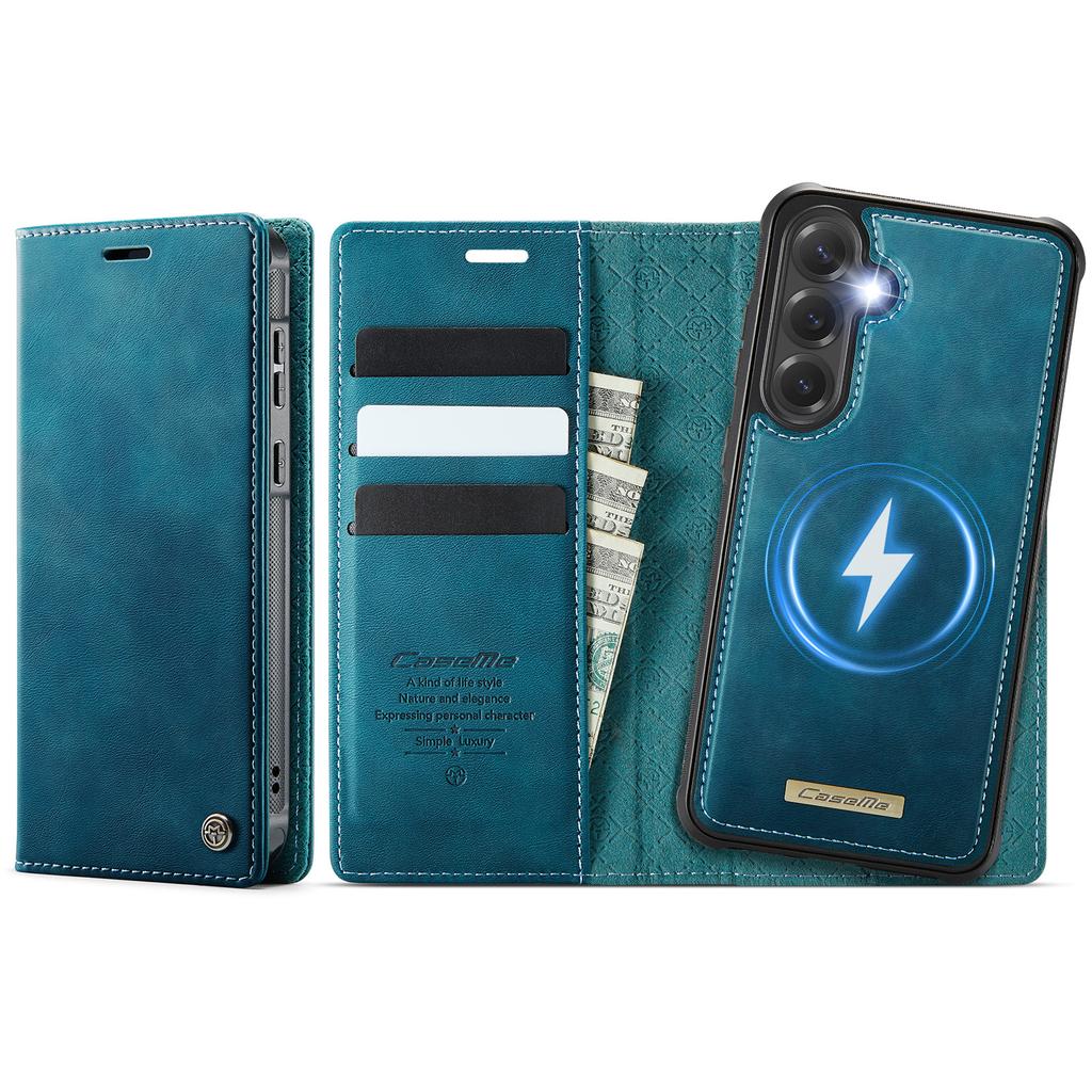 For Samsung Galaxy S25+/Galaxy S24+ Case CASEME C49 Compatible with MagSafe RFID Blocking Detachable Wallet Leather Phone Cover