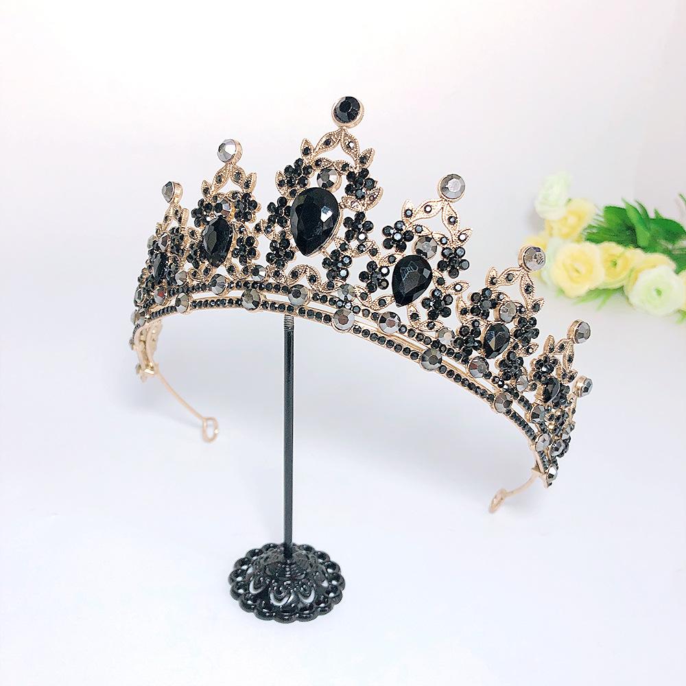 Baroque Retro Black Luxury Crown Bridal Tiara Wedding Dress Wedding Birthday Queen Crown