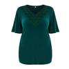 2023 Women's Plus Size Lace Trim Flared Short Sleeve Top