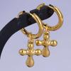 1 Pair Gold Color The Sword Evil Eye Sun Earrings For Women Men Accessories Round Hoops Stainless Steel Earring Religious Cross