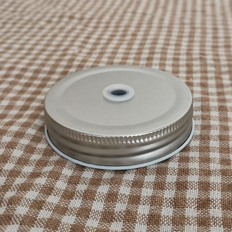 Jar Lids Reusable LeakProof Seal Canning Jars Lid With Straw Hole