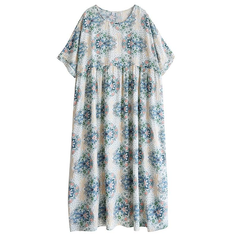 

XITAO Print Flower O-neck Dress ZMY1131 One Size синий