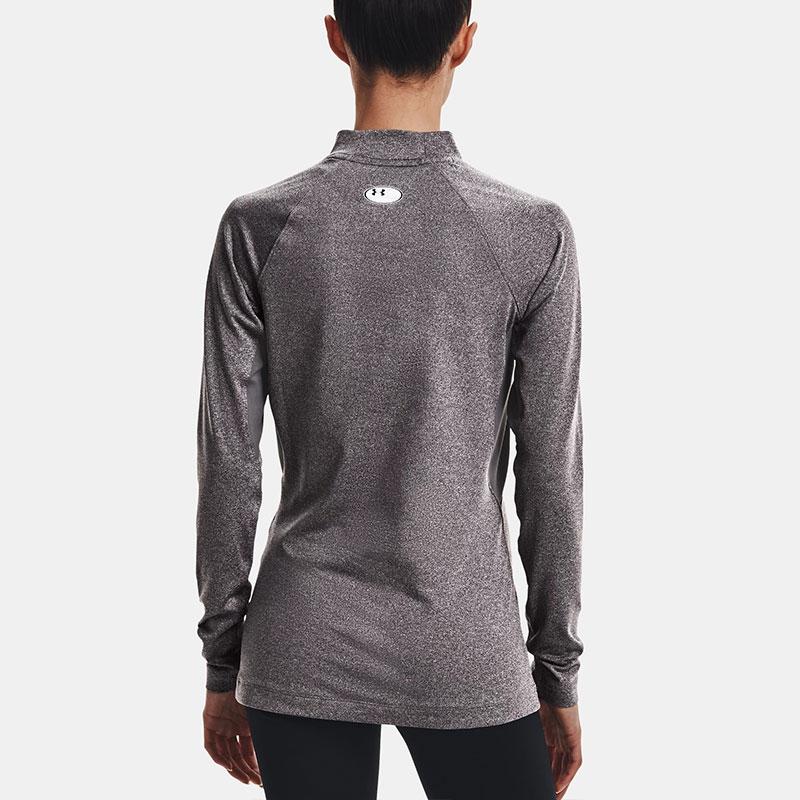 Under Armour ColdGear® Solid Mock Neck Long Sleeve T-Shirt Women Tops Gray 1368702-019