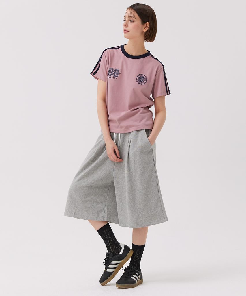 AWESOME STUDIO Pintuck Wide Bermuda Sweatpants Melange Grey
