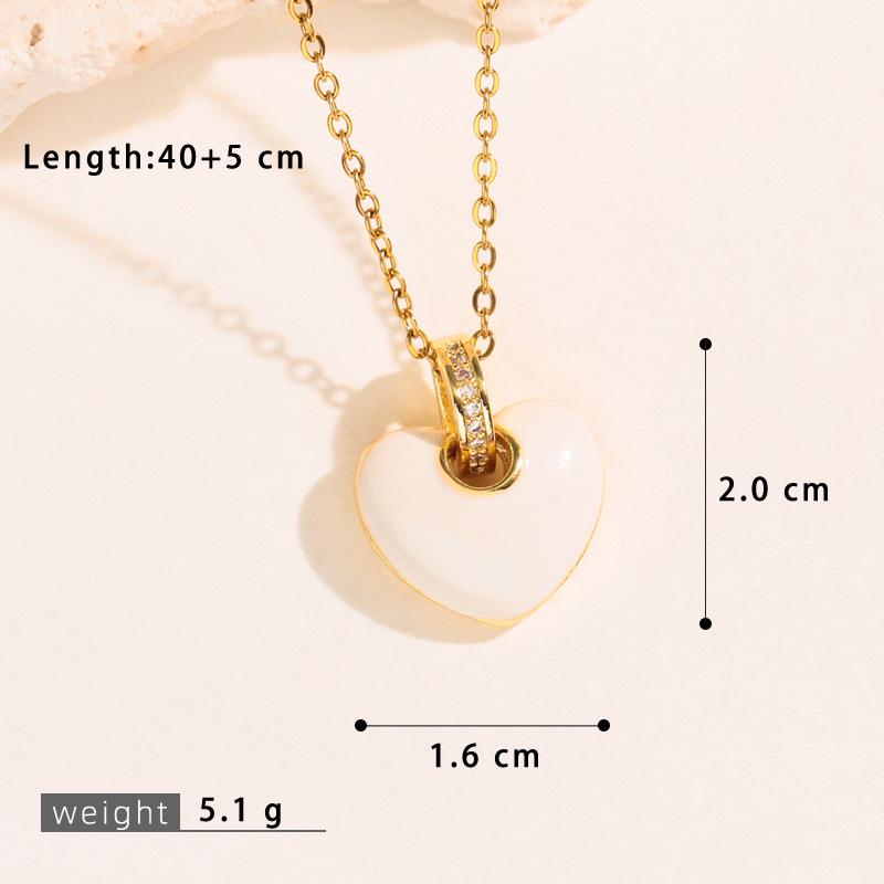 Elegant Heart Pendant Necklace: Japanese-Korean Enamel Glaze Clavicle Chain for Women