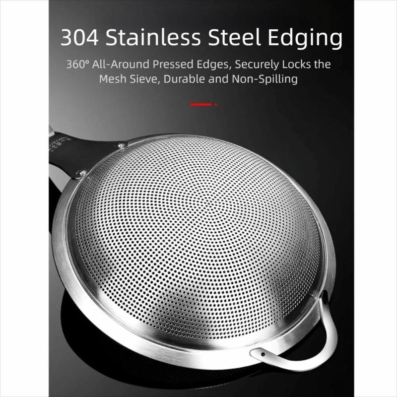 Skimmer Spoon 304 Stainless Steel Grease Filter Spoon, Kitchen Cooking Fine Mesh Food Strainer for Filtering Oil and Foam