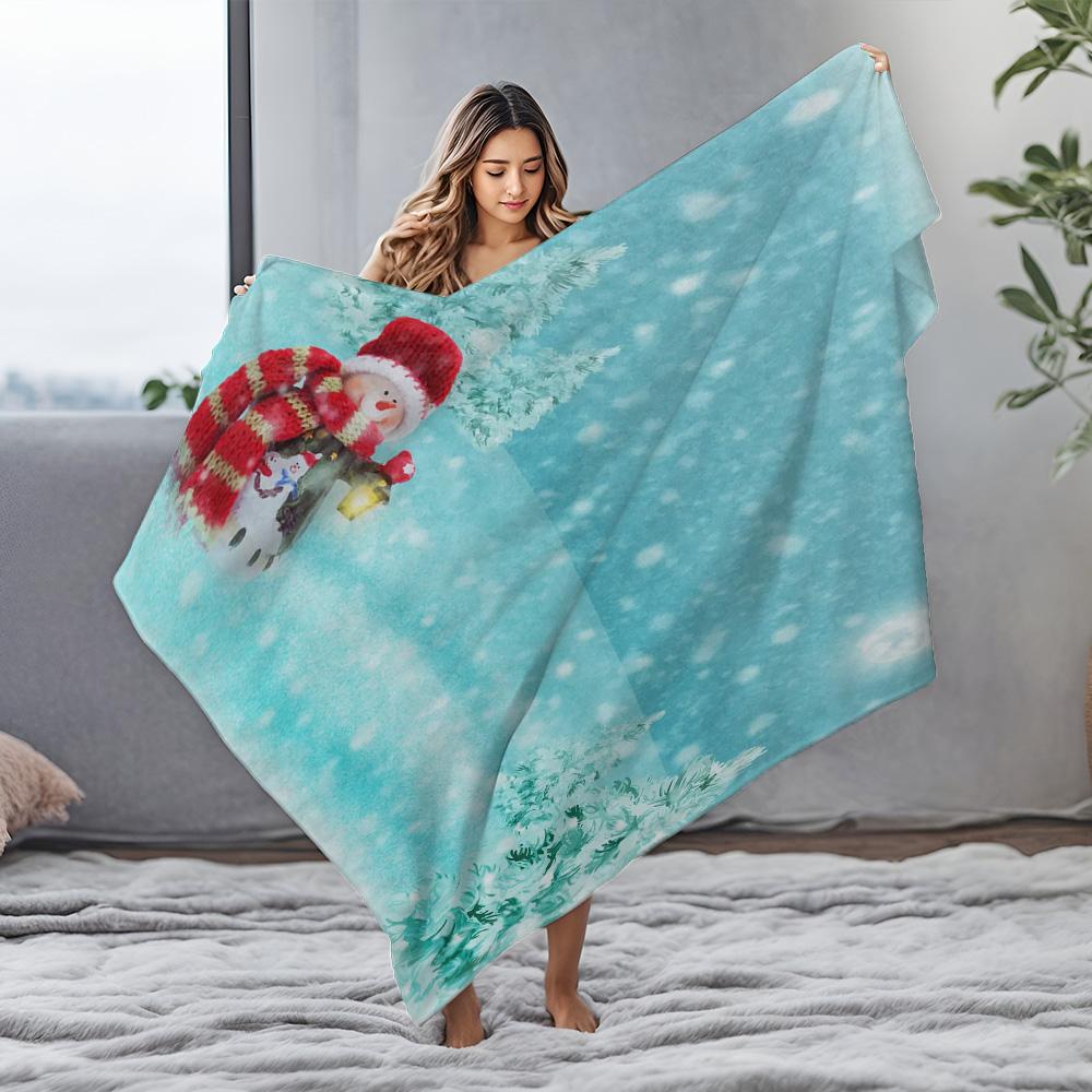 Tuniu Christmas Themed Blanket for Sofa Bed Living Room Bedroom Winter Gift Soft Warm Cozy Fleece Blanket