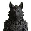 Yousheng 3D Printed Gothic Werewolf Meditation Statue, Zen Beast Warrior Sculpture with Round Base, Matte Black Fantasy Desk Decor, Unique Gift for