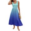 Women Sleeveless Gradient Print Casual Summer Long Dress Scoop Neck Relaxed Fit Lightweight Maxi Dress for Daily Wear