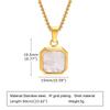 Vnox Mens Necklaces, Geometric Square Natural Stone Shell Pendant, Black Gold Color Stainless Steel Collar