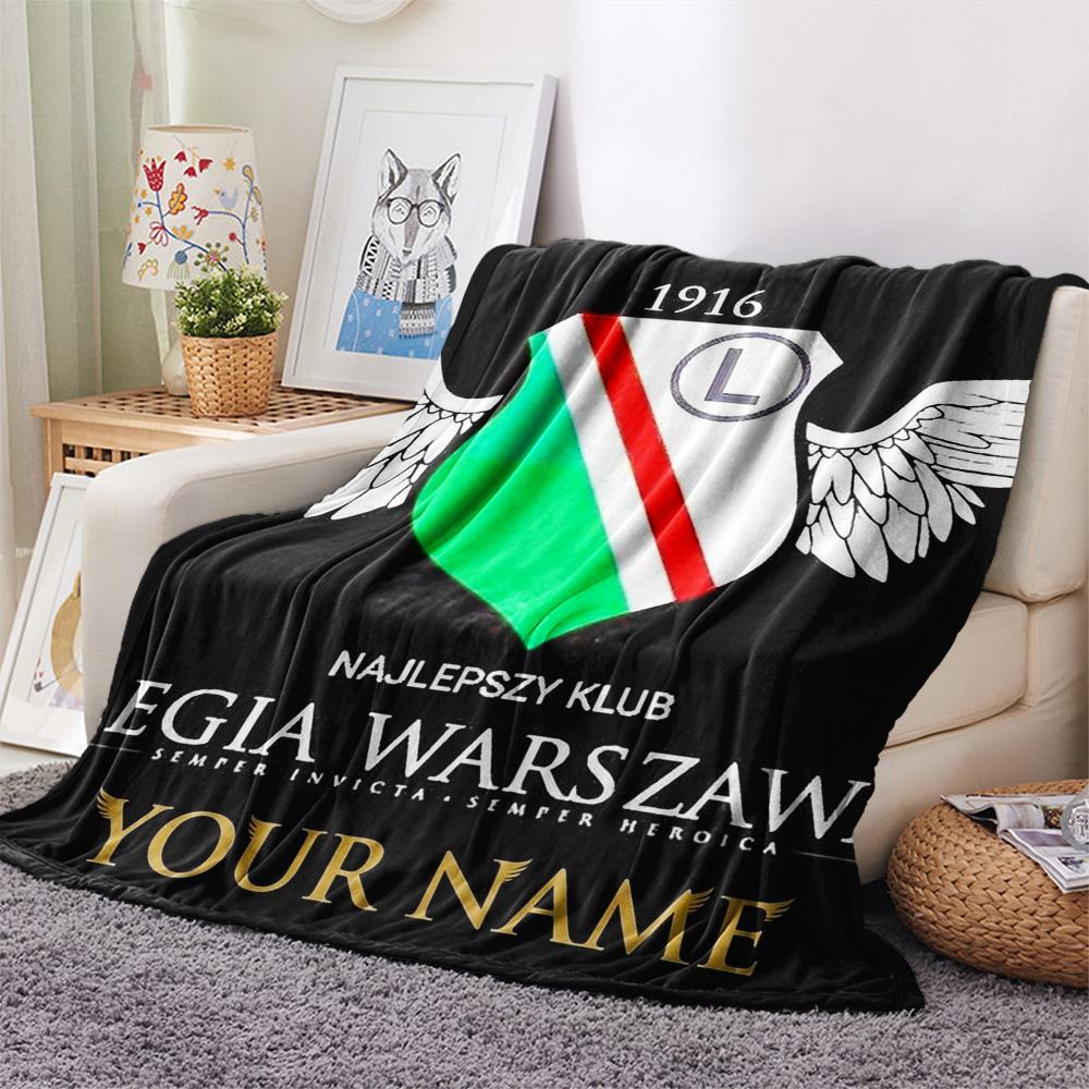 1PC Crest Emblem Custom Name Patterned Flannel Blanket Suitable For All Seasons For Home Decor Warmth And Comfort Gifts Holiday Present