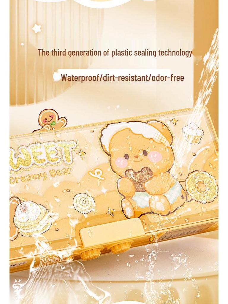 Children's Large Capacity Double-Layer Pencil Case with Password Lock for Boys & Girls