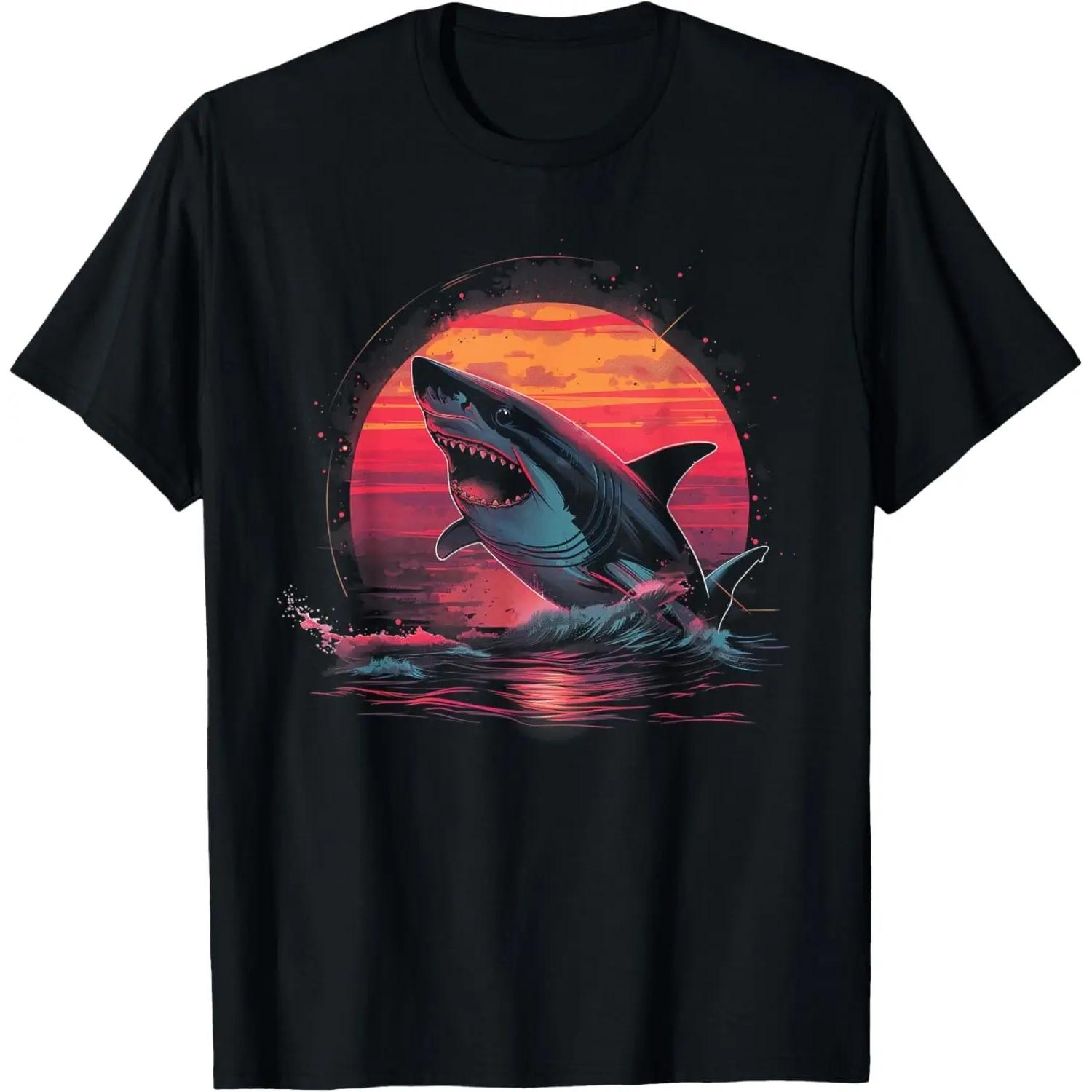 Shark Vaporwave Aesthetic Vintage Synthwave 80s 90s Retro T-Shirt XXXXXL чёрный