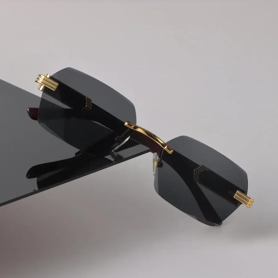Designer Square Sunglasses Women Men Retro Black Sun Glasses Luxury Personality Eyewear Mirror Rimless Brand