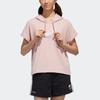 adidas Neo Damen Panda Logo Print Kapuzen Kurzarm T-Shirt Damen Tops Leuchtend-Pink GK1566