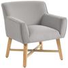Living Room Armchair Upholstered In Velvet with Padded Armrests and Crossed Wooden Legs 67x65x74 Cm Light Gray