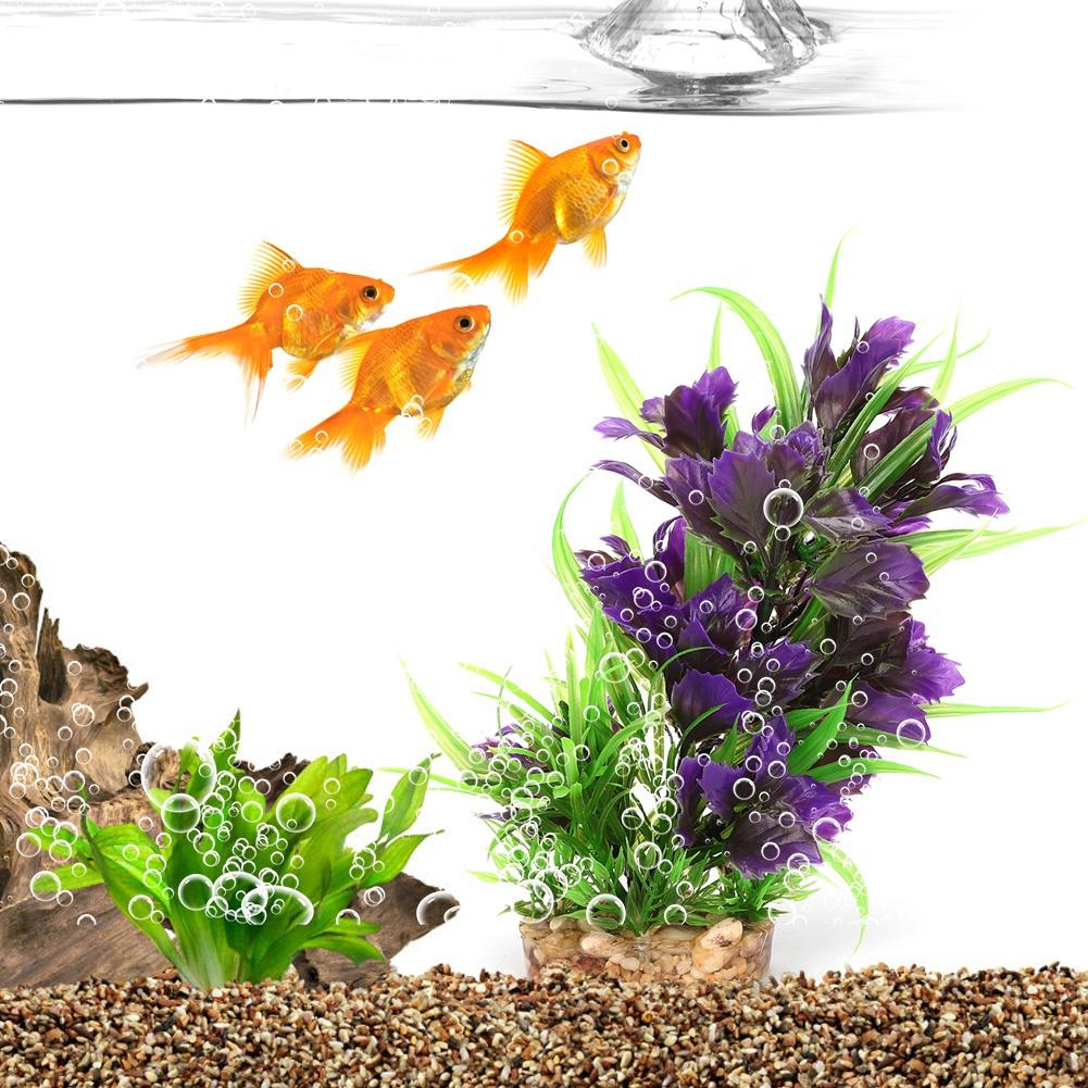 

Aquarium Decoration Artificial Plastic Water Plants Grass for Fish Tank LandscapeG 267Q1 purple