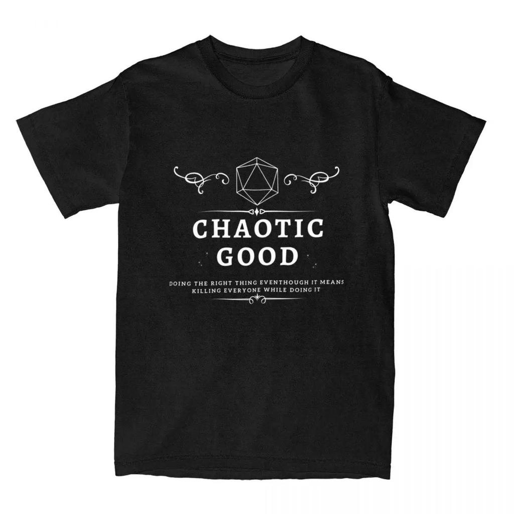 Maglietta Girocollo Nuova in Puro Cotone Manica Corta Abbigliamento Caotico Buono Allineamento DnD Magliette Merchandising Uomo Donna