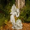Angel Sculpture Craft with Solar Light Resin Angel Ornament Flower Fairy Angel Statue for Lawn Decoration Balcony Yard Art Home